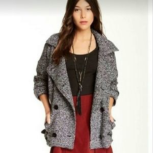 Free People Black Relaxed Wool Blend Moto Jacket Size XS